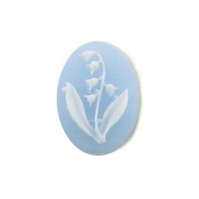 Kamee valge piibeleht helesinisega/14x10mm