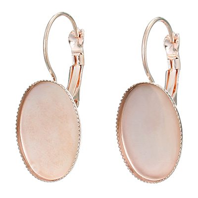 Roosa kulla tooni kõrvarõngad/alaga18x13mm