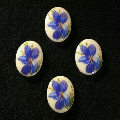 Vintage kamee sinise lillega/nr1/18x13mm