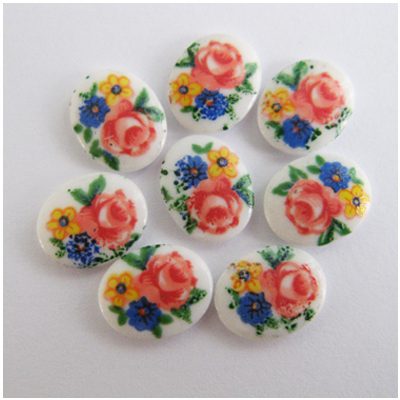 Vintage kamee värviliste lilledega/10x8mm