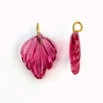 Vintage klaasist leheke/roos/15x12mm