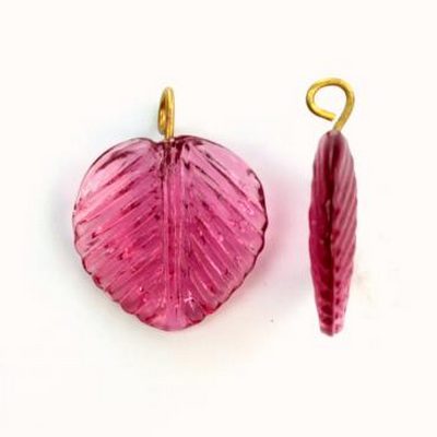 Vintage klaasist leheke/roos/16mm